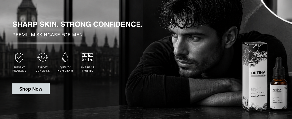 Rutina London men’s skincare in a London bathroom